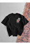 Men's Printed Oversize T-Shirt - Black - 3