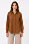 Long Sleeve Shirt with Buttons, Classic Collar, Suitable for Casual and Office Wear - Brown