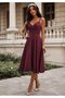 Women's strapless, crossover neckline, midi janjan crepe dress - 4
