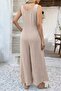 Women's round neck aerobin jumpsuit with bird eye detail and front button closure - 3