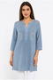 Women's Blue Lace Detailed Long Knitwear Blouse
