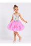 Girl's Pink Tutu Skirt with Pearl Details and Straps Birthday Party Dress - 4