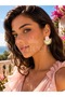 Elegant Chic Luxury Design Natural Stone Gold Tarnish-Resistant Plating Sunray Earrings Pink - 2