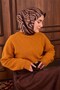 Twill Silk Scarf Mink Amber Geometric Patterned Tok Duruşlu 90X90 - 6