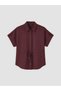 Lcw Everyday Burgundy Lace-Up Oversize Women's Shirt - 5