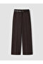 Lcwaikiki Classic Brown Belted Wide Leg Women's Trousers - 5