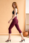 Ds Lara Burgundy Below-Knee Leggings High Waist, Gathering and Stretching Effect