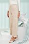 Beige Wide Leg Pants with Elastic Waist - 3