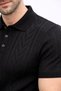 Men's Summer Knitwear T-Shirt Short Sleeve Polo Collar Buttoned T-Shirt - Black - 5