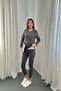 Women's Anthracite Bottom - Top Set Double-Sided Thermal Long Sleeve Round Neck Slim Fit Set - 2