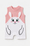 Baby Girl Romper Summer 100% Cotton Ribbed Sleeveless Rabbit Printed Snap Fastener Baby Romper 0-9 Months - 2