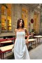 Women's Scallop Embroidered Thin Strap Lined Long Lace Dress - 3