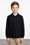 Basic Polo Collar Long Sleeve Unisex Kids Sweatshirt - 2