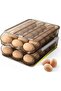 Double-layer egg basket, automatic rolling egg rack, plastic egg storage refrigerator with lid.