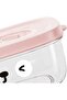 Food storage container with lid, keeps food fresh, microwave safe, pink patterned freezer box. - 3