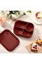 4-compartment silicone lunch box, 25 oz leak-proof container, oven, dishwasher, and freezer safe, BPA-free, for travel (dark red). - 5