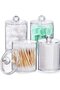4-Piece Acrylic Cotton Pad & Swab Storage Box Set, Bathroom Cosmetic Dispenser & Organizer Container