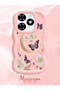 Tecno Spark Go 2024 Compatible Wavy Frame Moon Butterfly and Flower Pattern Silicone Phone Case