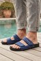 Navy Blue Double-Striped Daily Pool Beach Beach Slippers Large Size Men's Slippers - 3