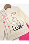 Baby Girl Corded Fabric Transitional Thin Heart B Printed 3-6-9-12-18 Months Old 2-Piece Top and Bottom Set - 6