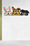 Toilet Sticker Three Cute Rabbits with Confused, Scared and Annoyed Facial Expressions Fun Bathroom Sticker Set - 8