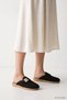 Gold Buckle Straw Women's Slippers 2129 Black