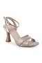 Women's Heeled Sandals Goblet Heeled Self-Patterned Square Toe Evening Shoes L072.3016