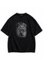 Cotton Women'S/Men's Unisex Cotton Oversize Crew Neck Lion Stone Patterned Stylish Comfortable T-Shirt with Team Design