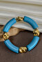 Bamboo Model Pipe Cut Acrylic Resin Crushed Gold Metal Detailed Bracelet - 2