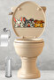 Toilet Sticker Set: Three Cute Rabbits with Squinting Eyes, Tongue Out, and Musing Facial Expressions - Fun Bathroom Sticker Set - 7