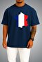 Oversize France Flag and Map Chest Printed Unisex T-Shirt