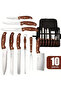 10-Piece Kitchen Knife Set with Storage Bag, Fork & Sharpener, Ultra-Sharp Chef Knives for Meat & Vegetable Prep, Ergonomic Handle Cooking Cutlery Set for Home Kitchens & Chefs