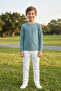 T-Shirt Boy's Basic Turquoise T-Shirt Long Sleeve 100% Cotton Crew Neck Unprinted Tshirt (2-13 Years) - 5