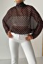 Crep Women's Polka Dot Chiffon Blouse with Scarf Collar and Balloon Sleeves - 8