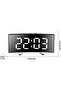LED Curved Digital Alarm Clock USB Battery Powered Temp Display Snooze Night Mode Silent Modern Desktop Clock White - 2
