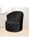 Velvet Banquet Swivel Barrel Chair Cover Medieval Modern Round Club Armchair Solid Decorative Living Room Kitchen Single Sofa Black - 3