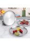 3-piece round stainless steel dinner plate set, perfect for camping, BBQ, cakes, and meat platters. Easy to clean, suitable for family and picnic use. - 5