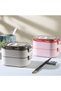 Leak-proof lunch box for adults and children - Microwave and dishwasher safe - 1110ml - Pink (19x13x13cm) - 2