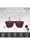 Polarized clip-on sunglasses, foldable, stylish retro flip-up sunglasses, with storage bag, UV400 protection, unisex driving glasses. - 2