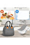 Lunch box, leak-proof, reusable, insulated lunch bag with adjustable shoulder strap, suitable for office, hiking, picnics, school, etc. Gray - 2
