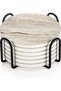 Coaster Set with Metal Stand - Practical and Stylish - 6-Piece Set - Marble Texture - Ceramic