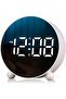 Digital Round LED Display Alarm Clock Small Clock Double Bells 3 Brightness Silent Table Loud Bedside Clock Bedroom Office White
