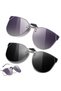 Two pairs of clip-on polarized sunglasses, black/purple, UV400 protection, compatible with men's and women's prescription glasses, clip-on sunglasses