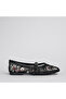 Flower Embroidered Black Tulle Mary Jane Ballerinas - 5