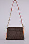 Monogram Printed Cover with Logo and Chain Detail Stylish Women's Shoulder Bag Brown - 2