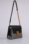 Monogram Printed Cover with Logo and Chain Detail Stylish Women's Shoulder Bag Black - 3