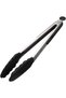 Stainless Steel BBQ Tongs with Heat-Resistant Black Silicone Handle, Heavy Duty Meat Cooking Food Clamps, 27cm