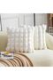 Two-Piece Set of Cream and White Faux Fur Soft Throw Pillowcases with Plaid Decoration (45.72 x 45.72 cm)