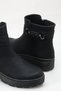 Women's Gold Buckle Detailed Side Zipper Thick Sole Casual Boots Black - 4