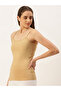 Beige Knit Cotton Blend Fitted Cami - 2